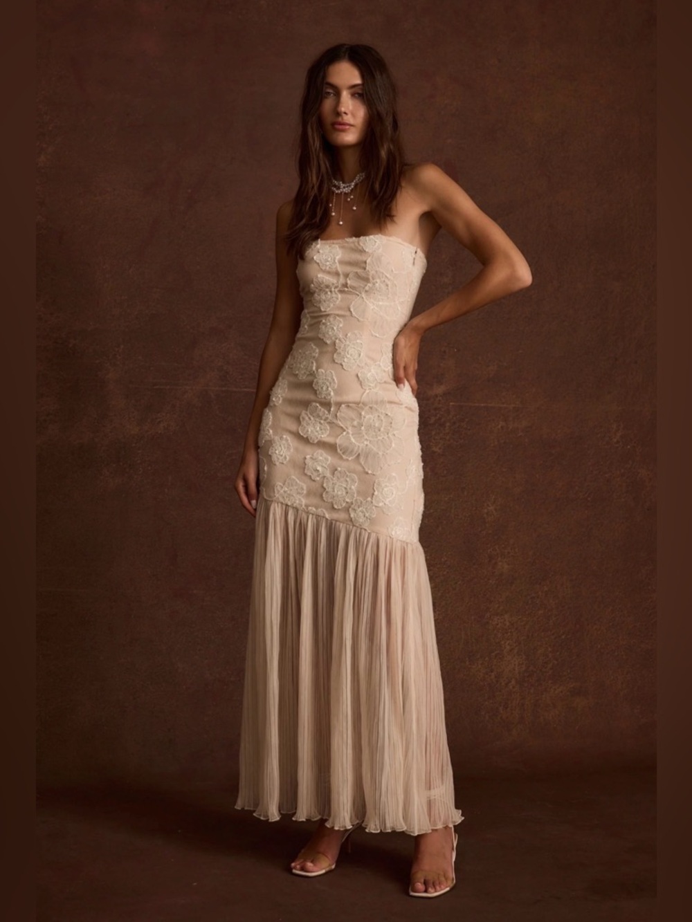 12th and Tribe | Daylight Blush Embroidered Maxi Dress M